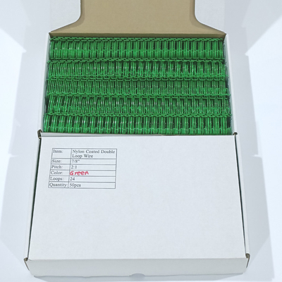 Green Twin Ring Nylon Twin Loop Wire Binding 3:1 Electroplated